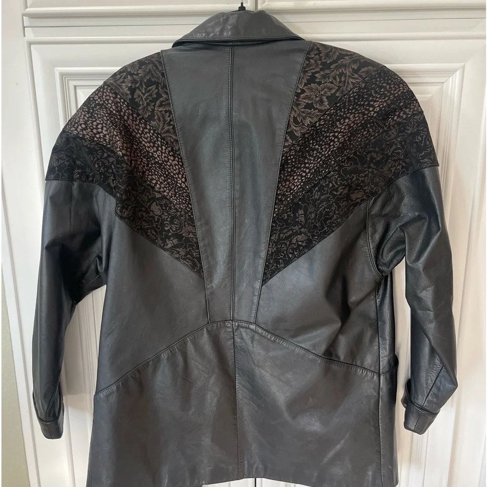 Vintage Adler 80s / 90s Black Suede Oversized Leather Jacket coat - Size small - Picture 2 of 15